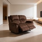 Modern Style Comfortable 2pc Living Room Set Pillow Arms Cushion Back Suede Padded Chocolate Finish Horizontal Tufting Primary Living Room Furniture-B011S02398 - 场景图