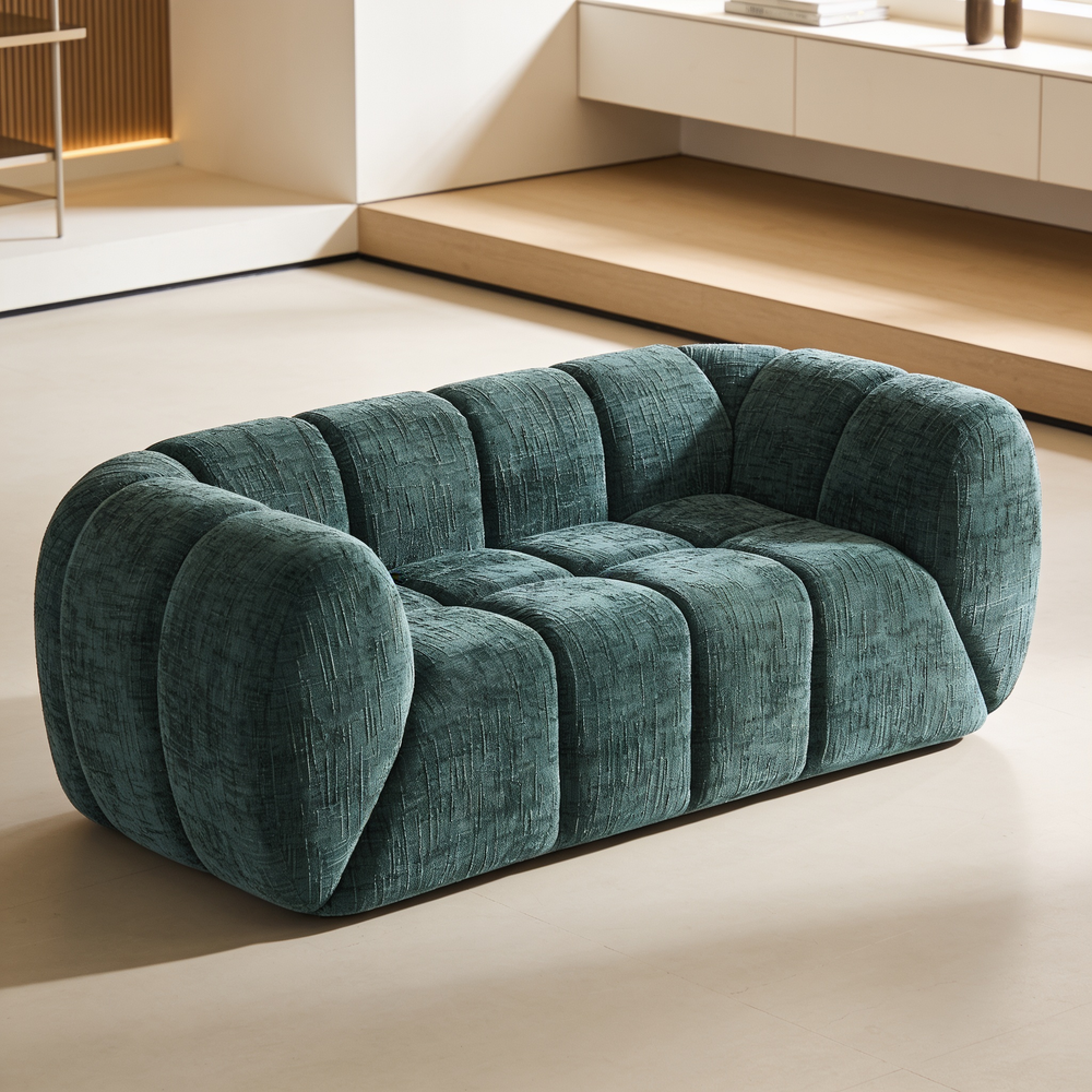 Chenille Pure Foam Sofa, Modern Quilted Cloud Sofa, Deep-Seat Chenille Pure Foam Sofa, Comfortable Modern Sofa, Suitable for Living Rooms, Bedrooms, and Apartments-W834P442226 - 场景图