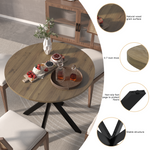 31.5 Inch Round Dining Table, Small Circle Kitchen Table with Metal Black Legs for 2-4 people,Modern Dining Room Table, Brown (only table) W808P176713-djyc