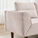 Convertible Futon Sofa Bed, Comfy Loveseat Sleeper Sofa with Adjustable Armrest, Strengthen Wood, Thick Padded Cushion, Small 2 Seater Couch for Living Room, Bedroom, Pink W487P180472-djyc