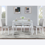 5 Piece Wooden Dining Table Set, Kitchen Table Set with a Rectangular Table and 4 Upholstered Chairs, Wooden Dining Room Table with Crystal Decoration and Chairs Set for Kitchen, Dining Room, White W1998S00049-djyc