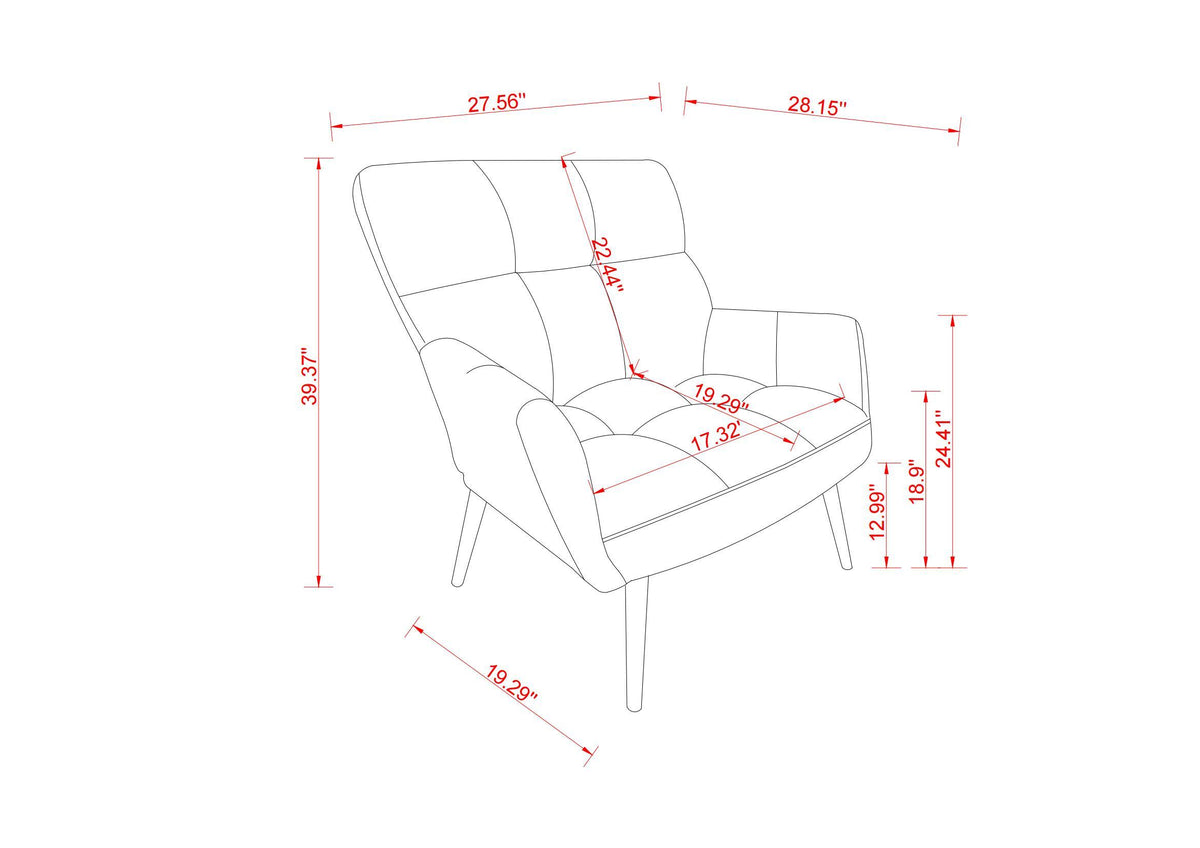 Modern Single Sofa Armchair with High Backrest Comfy Reading Chair for Small Spaces/Living Room/Bedroom/Apartment (COLOR:PINK) W1669P175503-djyc