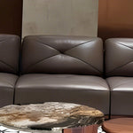Black Walnut Straight Sofa with Black Genuine Leather for Living Room cf-0202
