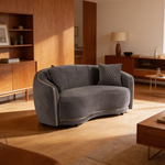 Lorraine Dark Grey 2-Piece Upholstered Sofa Set with Diamond Tufting and Gold Trim, Fabric and Wood Frame, Dark Grey-B062S01435 - 场景图