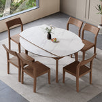 Sleek Brown Light Sintered Stone Dining Table with Elegant Ash Wood Finish fnl-276