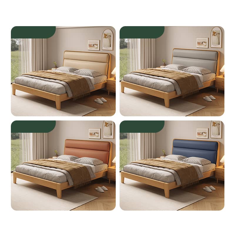 [幅215cm] ベッド 可愛い ダブルベッド 合成皮革 北欧 天然木材hbzwg-633