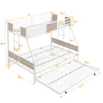 Twin Over FULL Metal Bunk Bed with Trundle 2 - Side Ladder and Full-Length Guardrail, No Box Spring Needed, Large Under Bed Storage, Easy Assemble W311133416-djyc