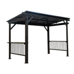 6.5x12FT Hardtop Grill Gazebo, Outdoor BBQ Gazebo with 2 Side Shelves and Sloping Galvanized Steel Roof, Metal Permanent Grill Canopy with Ceiling Hooks for Patio, Lawn, Backyard, Deck, Gray W1859S00117-djyc