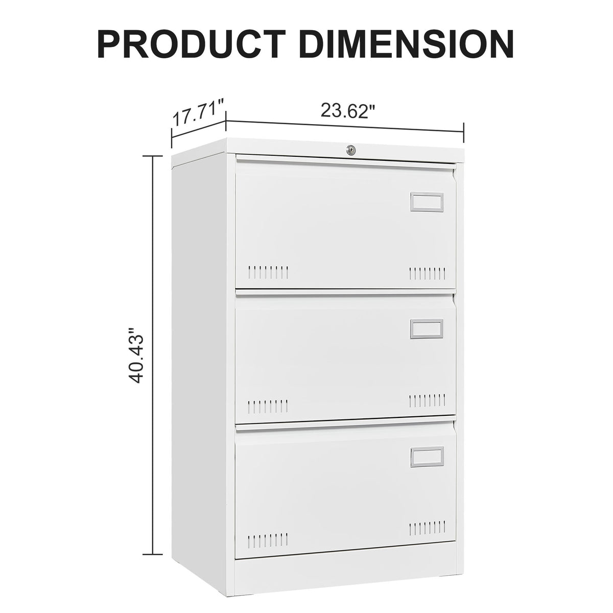 Filing Cabinet Lateral File Cabinet 3 Drawer, White Filing Cabinets with Lock, Locking Metal File Cabinets Three Drawer Office Cabinet for Legal/Letter/A4/F4 Home Offic W1247118745-djyc