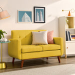Loveseat Sofa, Mid Century Modern Decor Love Seat Couches for Living Room, Button Tufted Upholstered Small Couch for Bedroom, Solid and Easy to Install Love Seats Furniture, Yellow W487P189545-djyc