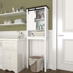 Over The Toilet Storage Cabinet, Farmhouse Above Toilet Storage Cabinet with Adjustable Shelves & Sliding Barn Doors, Organizers Over Toilet for Bathroom, Living Room, White W1347P183703-djyc