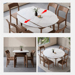 Sleek Brown Light Sintered Stone Dining Table with Elegant Ash Wood Finish fnl-276