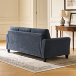 Contemporary 2pc Living Room Sofa Set Blue Chenille Upholstered Sofa Loveseat Plush Foam Padded Pocket Coils Solid Wood Furniture-B011S02487 - 场景图