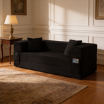 Modern cord sofa with stylish appearance, classic square design, unique two-tier design, convertible into a bed, ideal for apartments and large spaces.-W3396P439851 - 场景图
