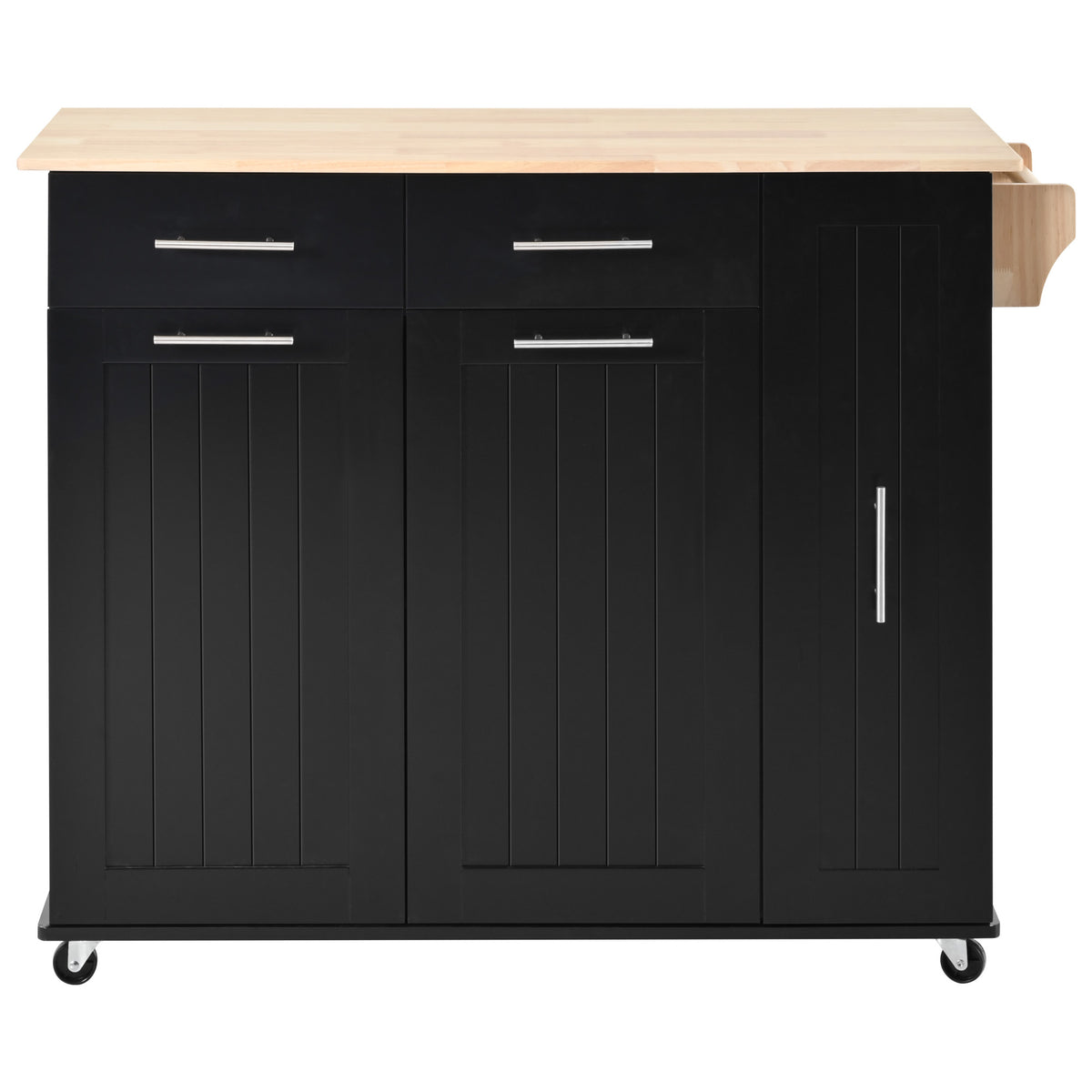 K&K Kitchen Island with Drop Leaf, Kitchen Storage Cart with 3 Tier Pull Out Cabinet Organizer, Internal Storage Rack, Rolling Kitchen Cart on Wheels with Towel Rack, 2 Drawers, for Kitchen, Black WF531421AAB-djyc