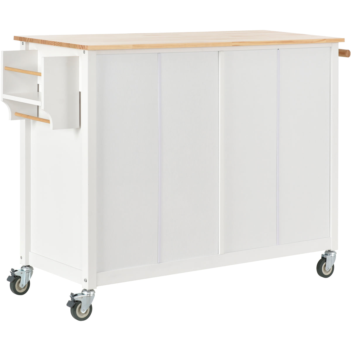 Kitchen Island Cart with Solid Wood Top and Locking Wheels,54.3 Inch Width,4 Door Cabinet and Two Drawers,Spice Rack, Towel Rack (White) WF286911AAW-djyc