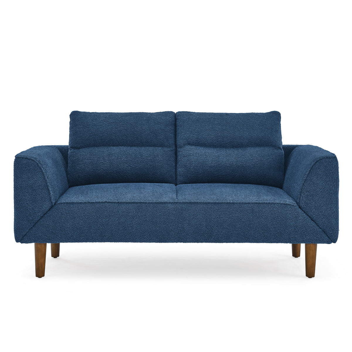 Convertible Futon Sofa Bed, Comfy Loveseat Sleeper Sofa with Adjustable Armrest, Strengthen Wood, Thick Padded Cushion, Small 2 Seater Couch for Living Room, Bedroom, Navy W487P180471-djyc