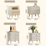 Stylish White Rubber Wood Bedside Cupboard with Glass & Ash Wood Accents hglna-1457