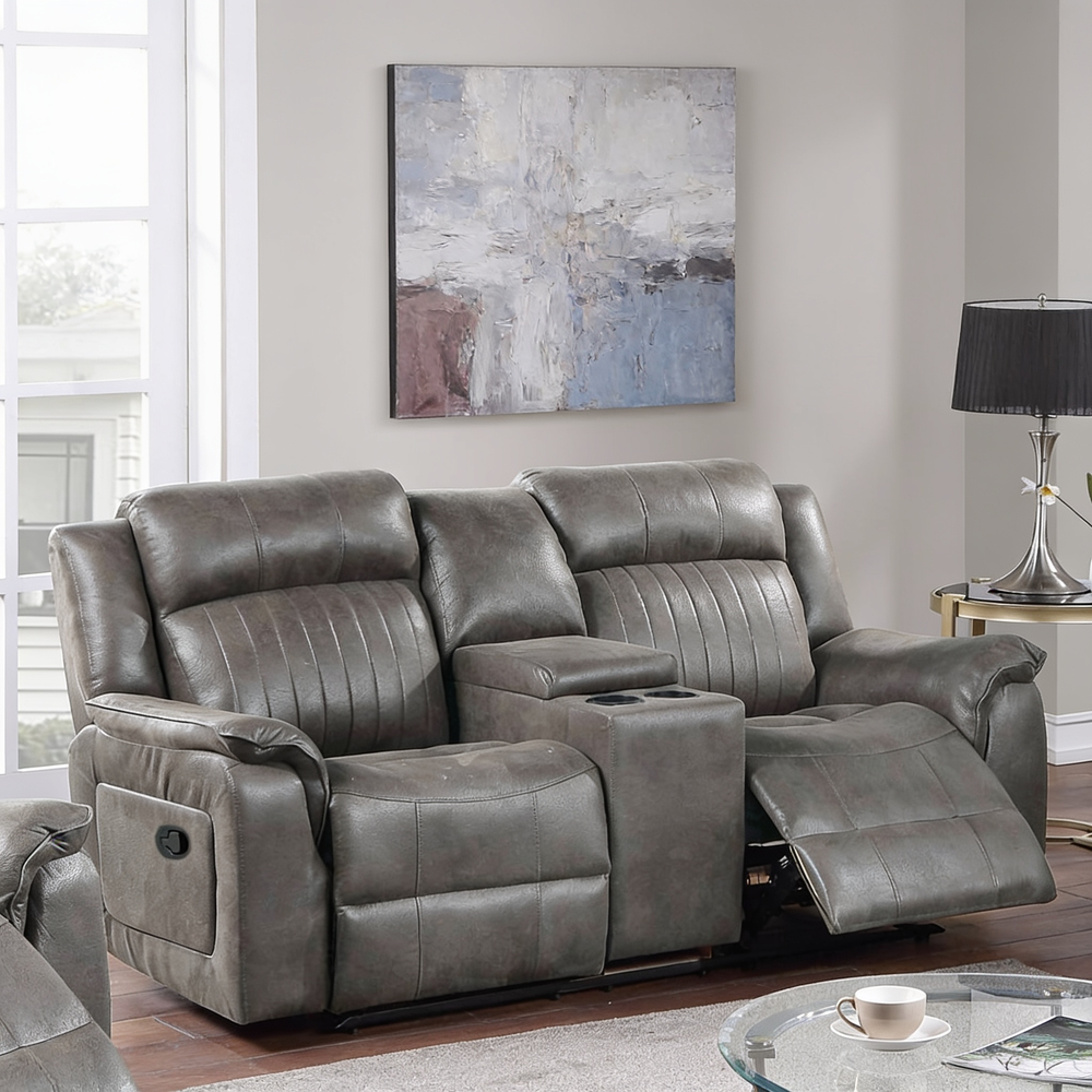 Contemporary Style 2pc Living Room Set 1x Recliner 1x Loveseat Slate Blue Finish Vertical And Horizontal Tufting Primary Living Room Furniture-B011S02413 - 正方形修复