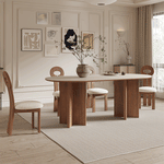 Solid Wood Sintered Stone Table – Elegant and Durable Dining Solution fjx-2664