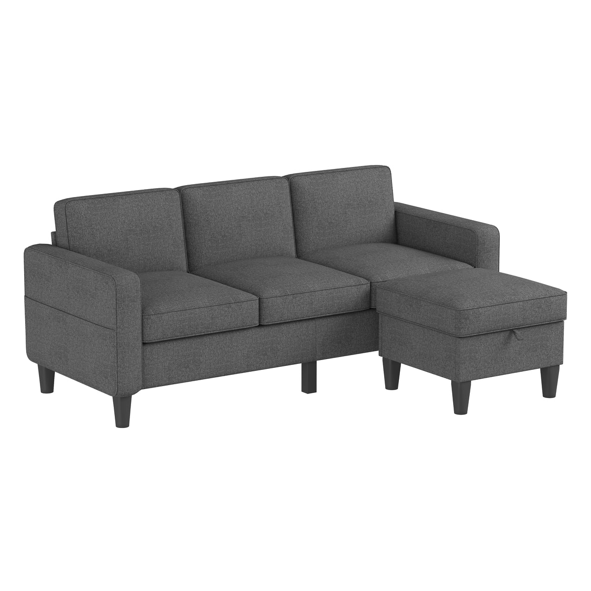 Sofas for families, apartments, dorms, bonus rooms, compact Spaces with lounge lounges, 3 seater, L-shaped design for the chaise, 680 LBS capacity - dark grey W1793138477-djyc