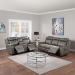 Contemporary Style Manual Motion3pc Living Room Set Comfortable Recliners Leatherette Upholstered Slate Blue Finish Primary Living Room Furniture-B011S02412 - 正方形修复