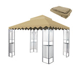 10x10 Ft Outdoor Patio Gazebo Replacement Canopy,Double Tiered Gazebo Tent Roof Top Cover Only wavy border(Frame Not Include)-Tan W419P198354-djyc