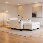 Single sofa recliner with manually adjustable backrest, USB charging port on the armrest side, phone stand included, hidden armrest storage, and a matching storage ottoman-Beige-W487P423650 - 场景图
