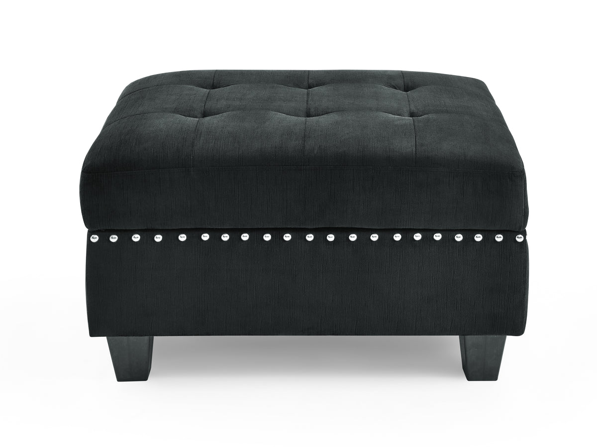 Ottomanfor Modular Sectional,Black Velvet (25.5"x31.5"x19") W48734863-djyc