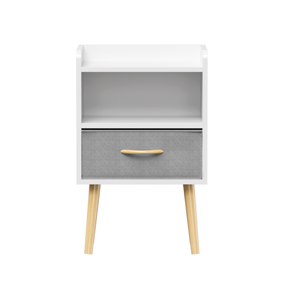 Nightstand With Collapsible Fabric Drawer, 2-Tier Storage End Table, Wood Side Table with Storage Cabinet for Kids, Adults - White W808P147114-djyc