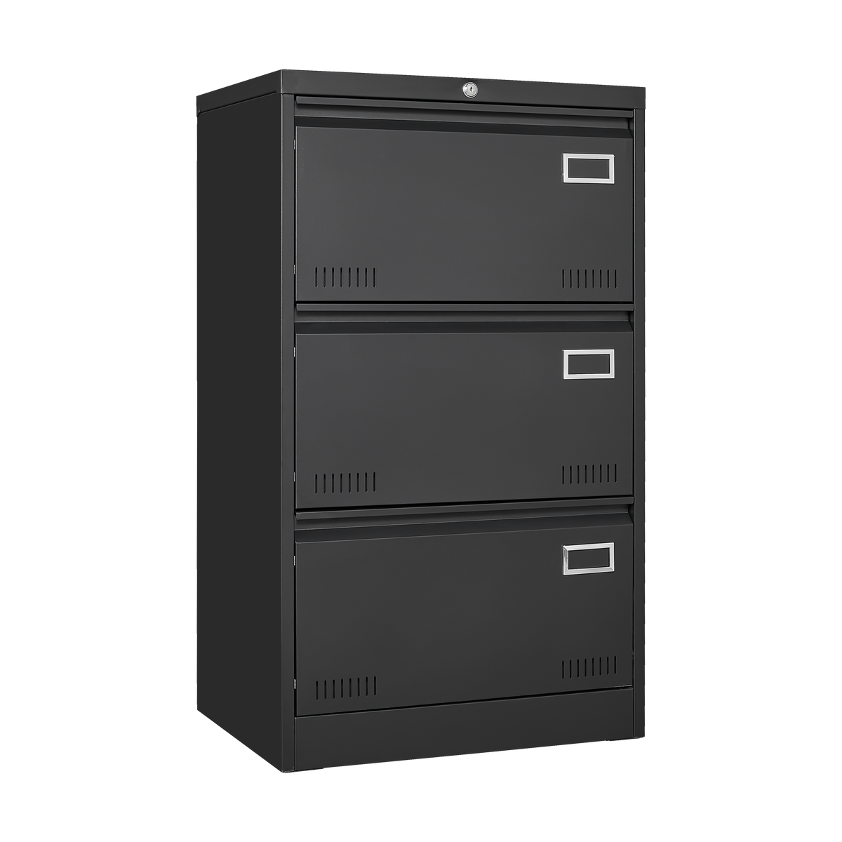 Filing Cabinet Lateral File Cabinet 3 Drawer, Blcak Locking Metal File Cabinets Three Drawer, Office Filing Cabinet with Lock Drawers for Home Office/Legal/Letter/A4/F4 W1247118742-djyc