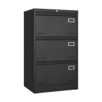Filing Cabinet Lateral File Cabinet 3 Drawer, Blcak Locking Metal File Cabinets Three Drawer, Office Filing Cabinet with Lock Drawers for Home Office/Legal/Letter/A4/F4 W1247118742-djyc
