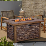 Best Choice Product 50,000 BTU Rectangle Fire Pit Table, Faux Woodgrain Top And Faux Stone Texture Base Propane Gas Fire Table For Outdoor W2029120115-djyc