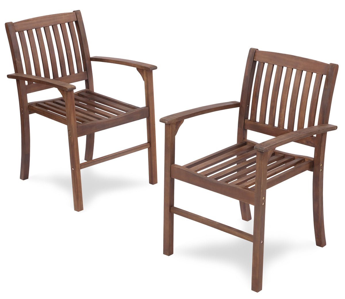 Acacia Wood Patio Dining Chair Set of 2, Solid Wood Indoor Outdoor Comfortable Seat Brown, Modern Farmhouse Chair for Kitchen, Bedroom, Living Room W2640P207939-djyc