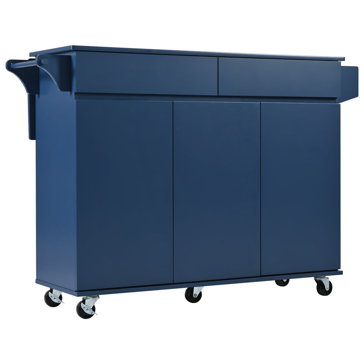 K&K 53.2''Kitchen Island with Drop Leaf, Kitchen Storage Cart with Spice Rack, Towel Rack and 2 Drawers, Rolling Kitchen Island on Wheels with Adjustable Shelves for Kitchen, Dining Room, Navy Blue N707P173041G-djyc