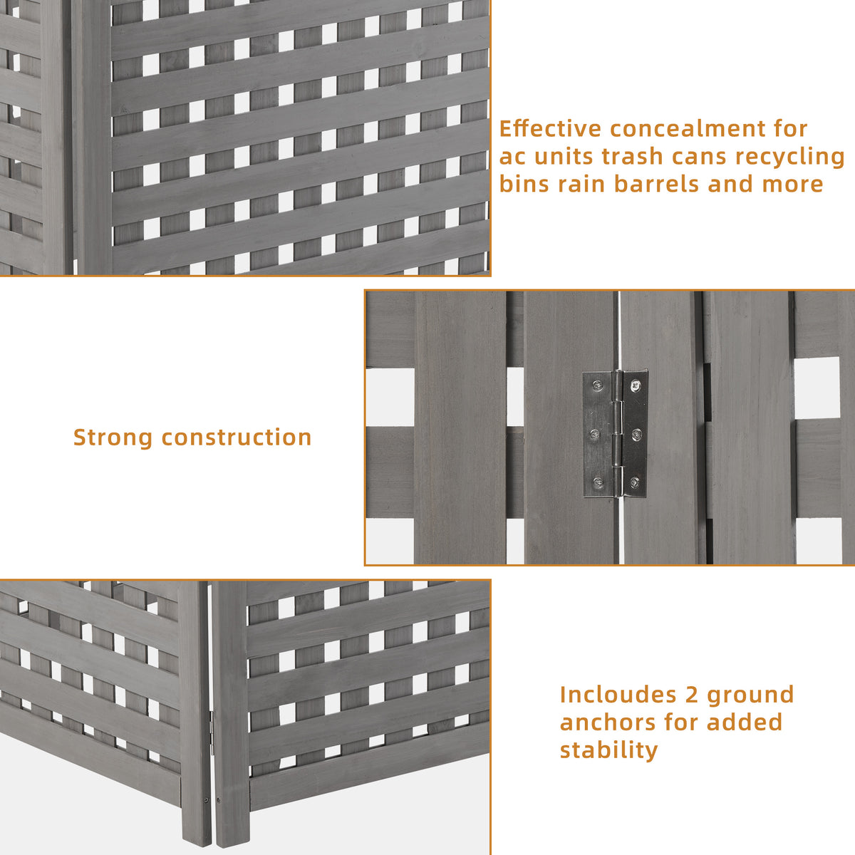 Air Conditioner Fence Screen Outside, Cedar Privacy Fence 3 Panels to Hide AC & Trash Enclosure, 32"W x 38"H W1390113801-djyc