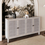 Accent Cabinet 4 Shutter Door Wooden Cabinet Sideboard Buffet Server Cabinet Storage Cabinet, for Living Room, Entryway, Hallway, Office, Kitchen and Dining Room, Distressed White W1435P153088-djyc