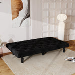 Sofa-to-Bed Evolution: 66" Black Velvet Sofa Bed Transforms Seamlessly, Ideal for Family Living Rooms, Apartments, and Bedrooms W127860390-djyc