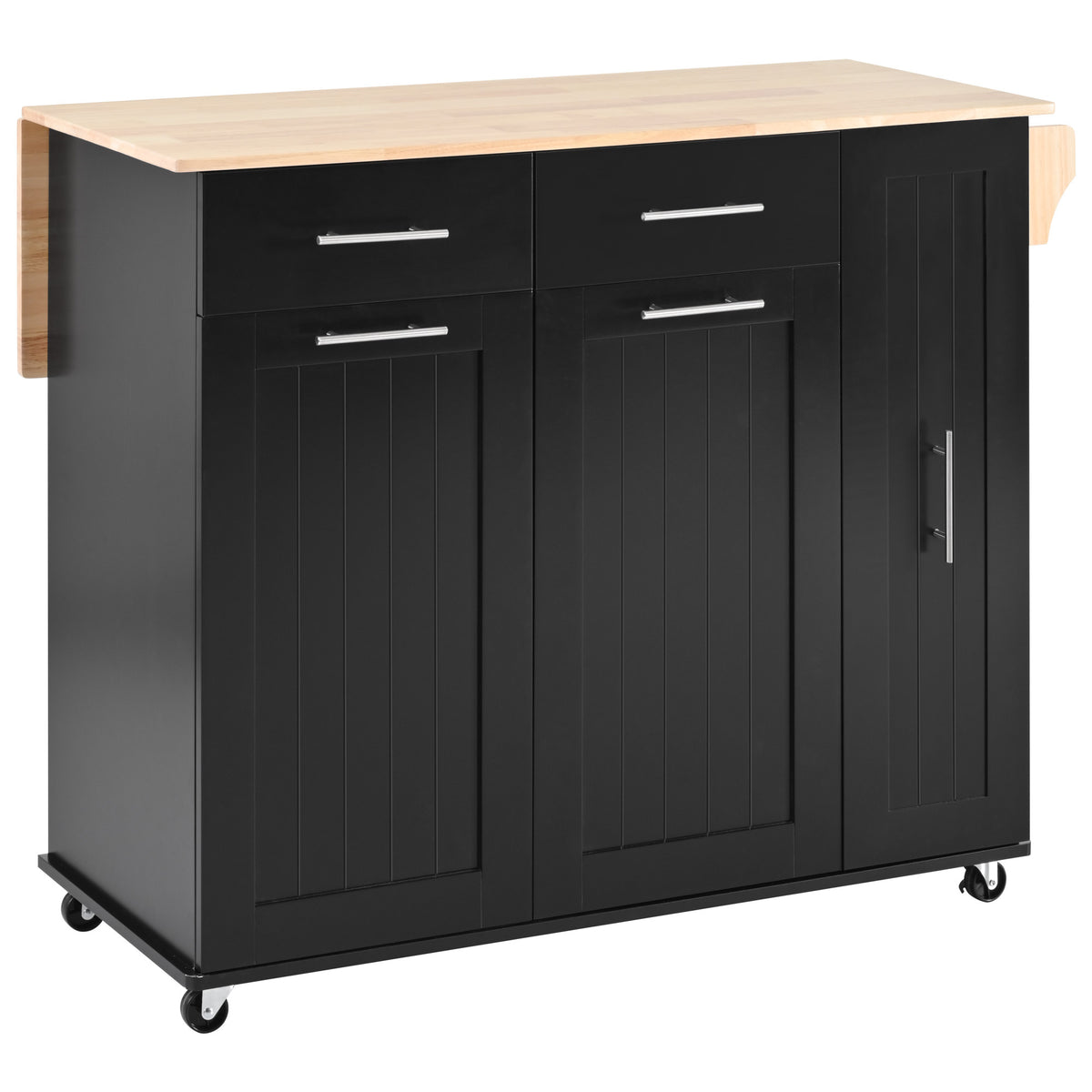 K&K Kitchen Island with Drop Leaf, Kitchen Storage Cart with 3 Tier Pull Out Cabinet Organizer, Internal Storage Rack, Rolling Kitchen Cart on Wheels with Towel Rack, 2 Drawers, for Kitchen, Black WF531421AAB-djyc