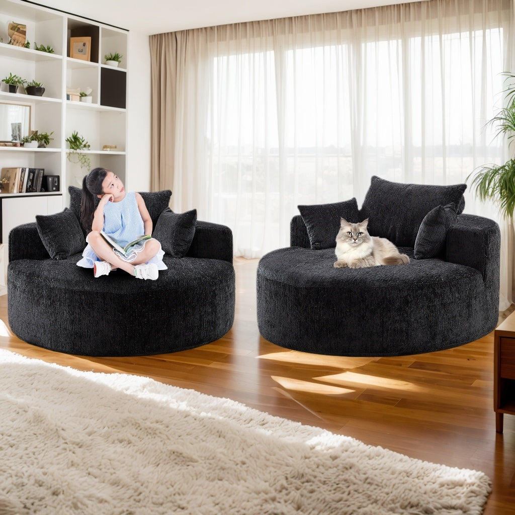 55''L Chenille Sponge single sofa,No Assembly Required,Fluffy Modern Sleeper Chair for Living room, Bedroom, Lounge and Projection Room(Not a swivel chair.) W834P221028-djyc