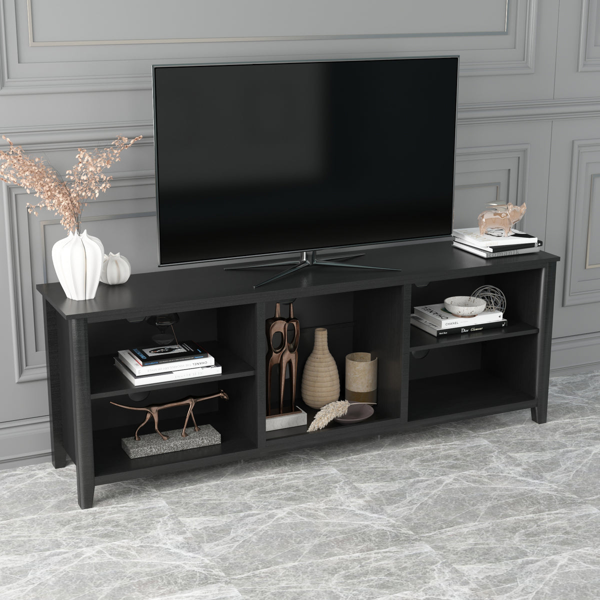 TV Stand Storage Media Console Entertainment Center,Tradition Black W88137231-djyc