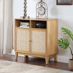 Buffet Cabinet with Storage,Storage Cabinet with Natural Rattan Decorated Doors,Rattan Cabinet with Adjustable Shelf,Sideboard for Living Room,Kitchen,Hallway,2 doors, storage, Natural W1998128705-djyc
