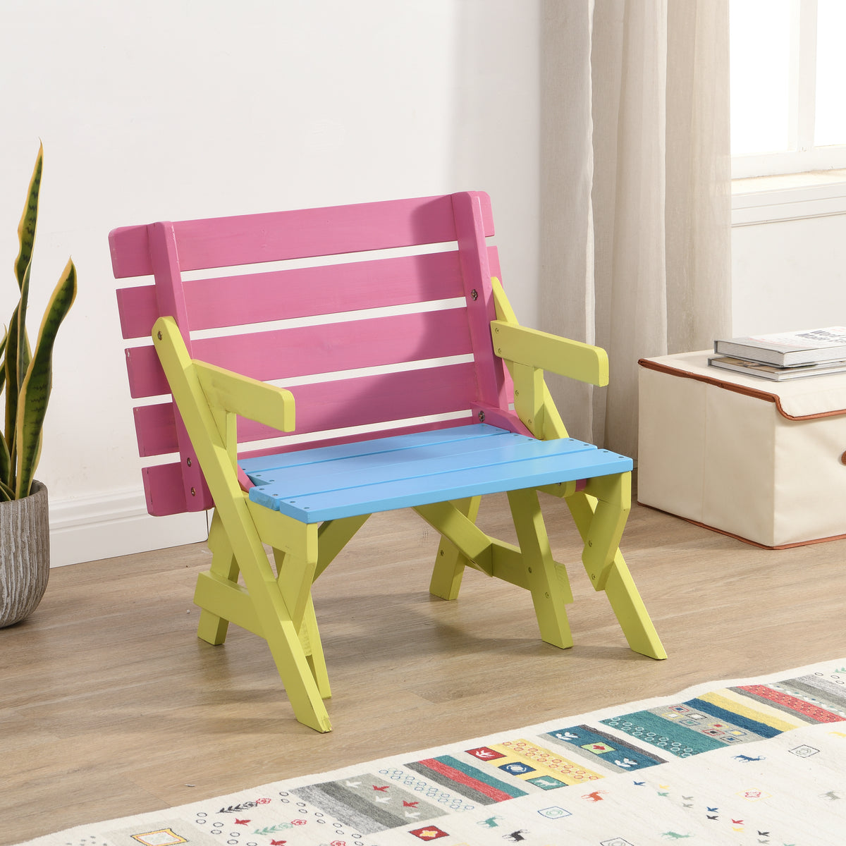 KID'S MULTI-FUNCTIONAL ARM CHAIR,TABLE+ 2 BENCHES (All-in-one) W495P170202-djyc