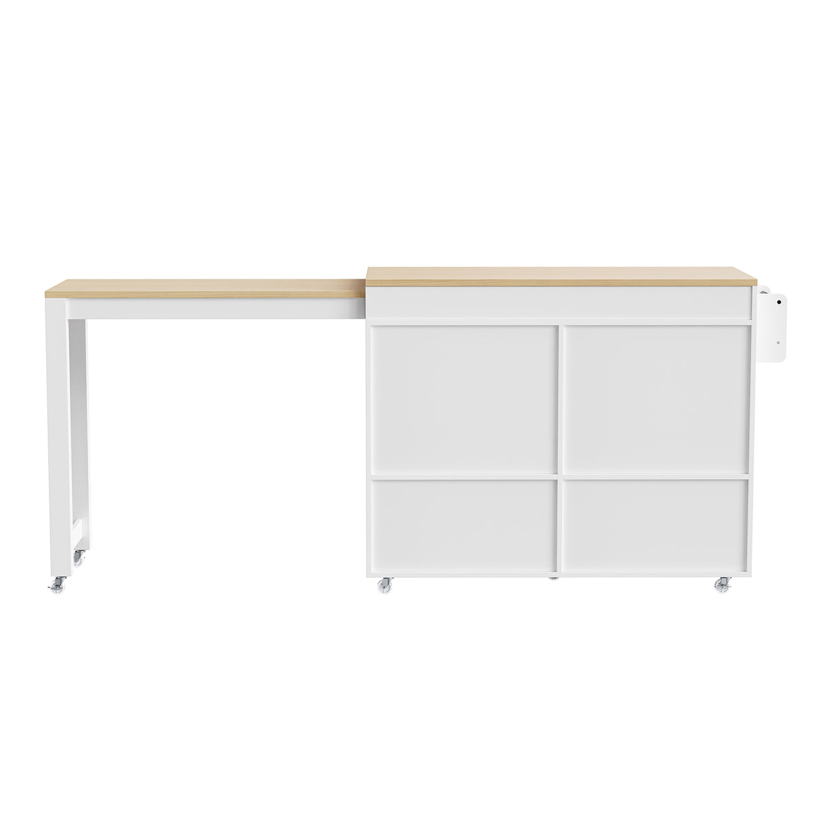 K&K 74.5 inch Kitchen Island with Extendable Dining Table , Rolling Kitchen Island on Wheels with Spice Rack and 2 Drawers,Kitchen Storage Cart with 4 Door Cabinet, for Kitchen, Dining Room, White N707S000009W-djyc