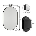 20x34 Inch Oval Recessed Medicine Cabinet, Metal Framed Bathroom Wall Cabinet with Mirror and Adjustable Shelves, Wall Mirror with Storage for Bathroom, Matte Black W1435P201160-djyc