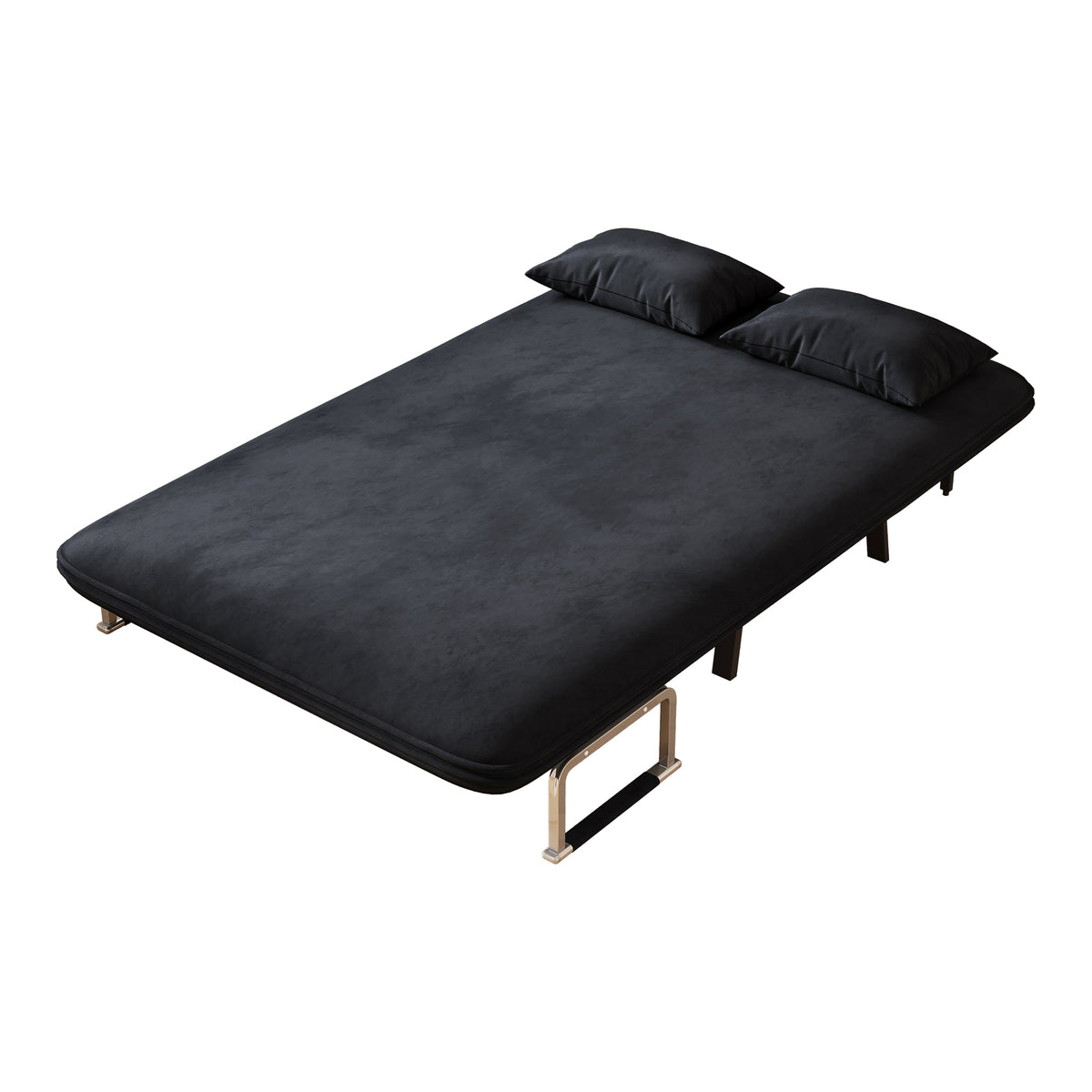 39″ Convertible Chair Bed, Tri-Fold Sofa Bed with Adjustable Backrest & Pillow, Leisure Chaise Lounge Couch with Sturdy Steel Frame for Home & Office, Comfortable Sleeper Chair black W1767P192815-djyc