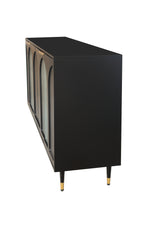Accent Cabinet Black Lacquered Wooden Cabinet with 4 Glass Doors Sideboard Buffet Server Cabinet Storage Cabinet, for Living Room, Entryway, Hallway, Office, Kitchen and Dining Room W1435133310-djyc