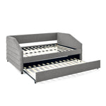 Full Size Daybed with Trundle Upholstered Tufted Sofa Bed, Linen Fabric, Grey (82.5"x58"x34") W487S00178-djyc