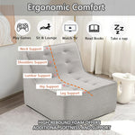 Fireside Chair, Lazy Floor Sofa Couch, Large Bean Bag Chair for Adults with High Resilience Foam for Living Room, Bedroom and Office, Velvet Fabric, Gray W1998P195215-djyc