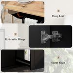 Kitchen Island with Drop Leaf, 53.9" Width Rolling Kitchen Cart on Wheels with Internal Storage Rack and 3 Tier Pull Out Cabinet Organizer, Kitchen Storage Cart with Spice Rack, Towel Rack (Black) WF312383AAB-djyc